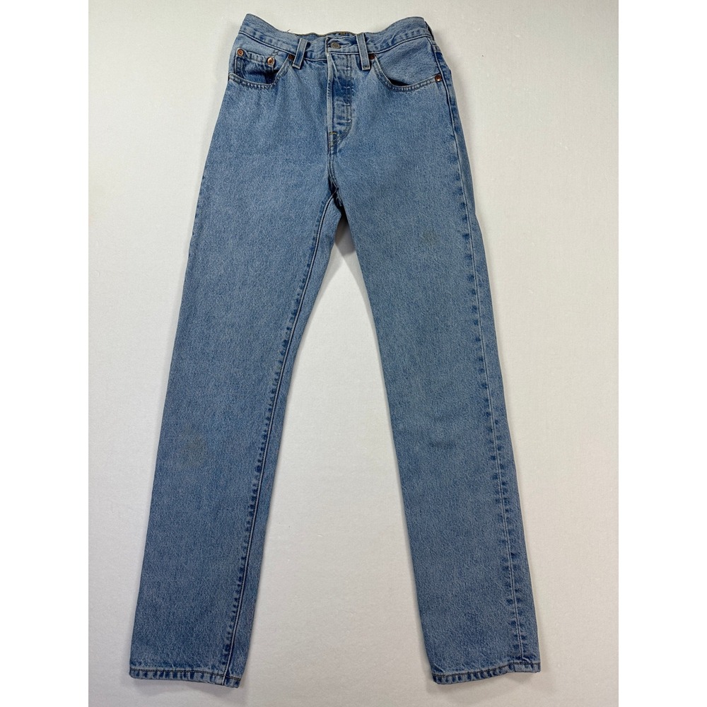 Levi's Premium 501 Button Fly Jeans 24x32 Blue Straight Leg Cotton Big E Red Tab